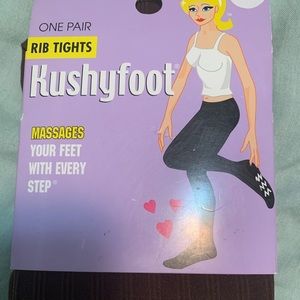 Kushyfoot ribbed tights NWT med brown trendy comfy